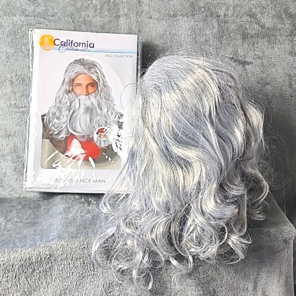 Halloween Wig and Beard. New No Tags. Renaissance Man Leonardo Da Vinci Artist.